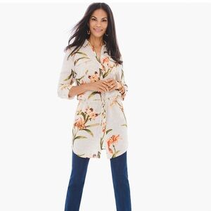 Chico’s Spring Lily Utility Shirt Blouse Tunic  EUC Size 3 or XL has pockets